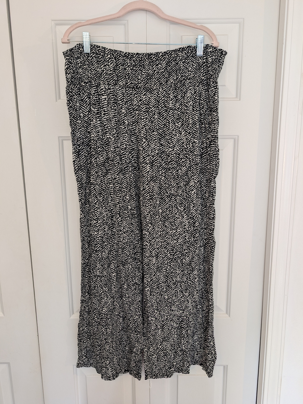Three Dots Black & White Wide-Leg Printed Palazzo Pants